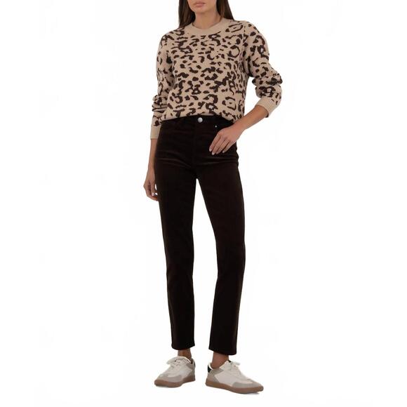 NEW KUT FROM THE KLOTH gisela animal print pullover sweater in beige/brown